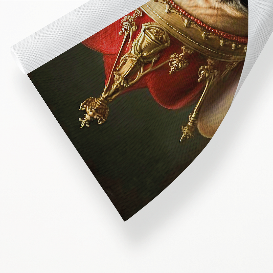 Renaissance painting of a french bulldog as a king - Art Print