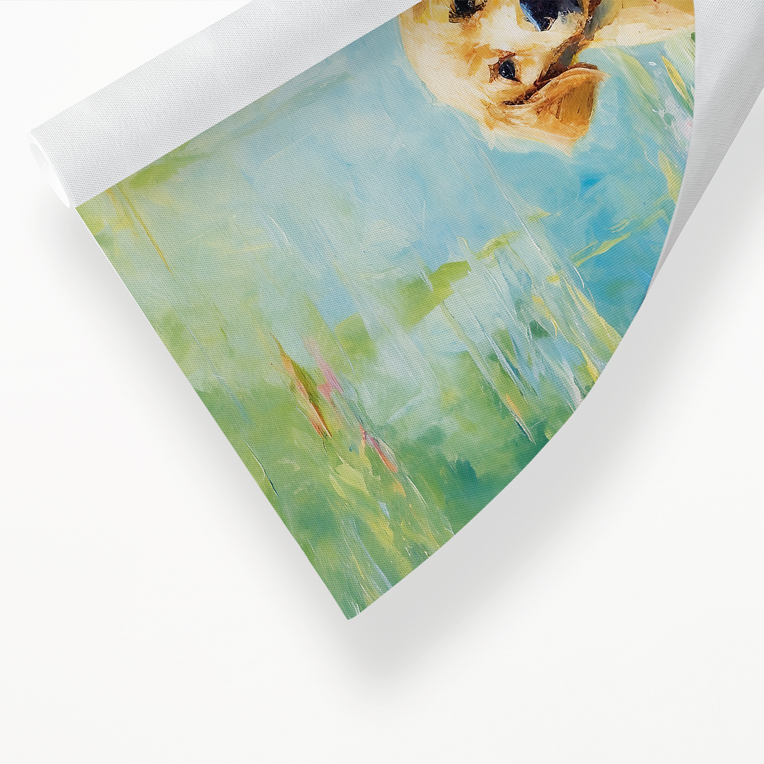 Dog playing in water in Monet style - Art Print