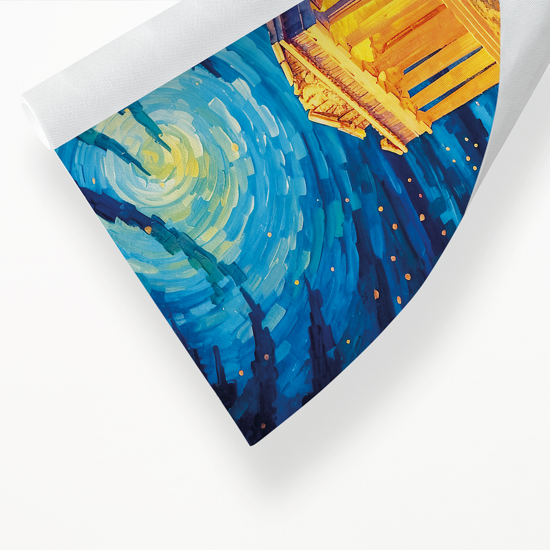 Akropolis van Athene at night in Van Gogh style - Art Print