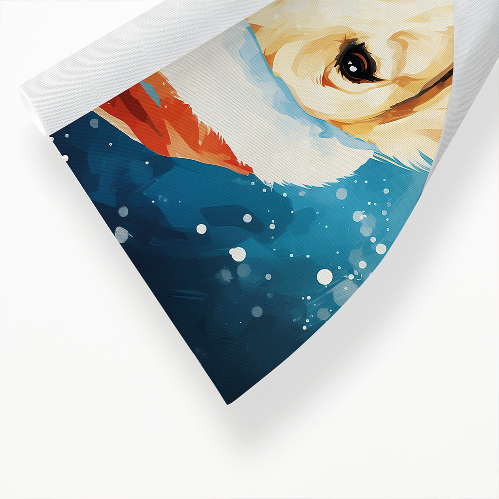 Painting of a labrador wearing a Christmas hat - Art Print