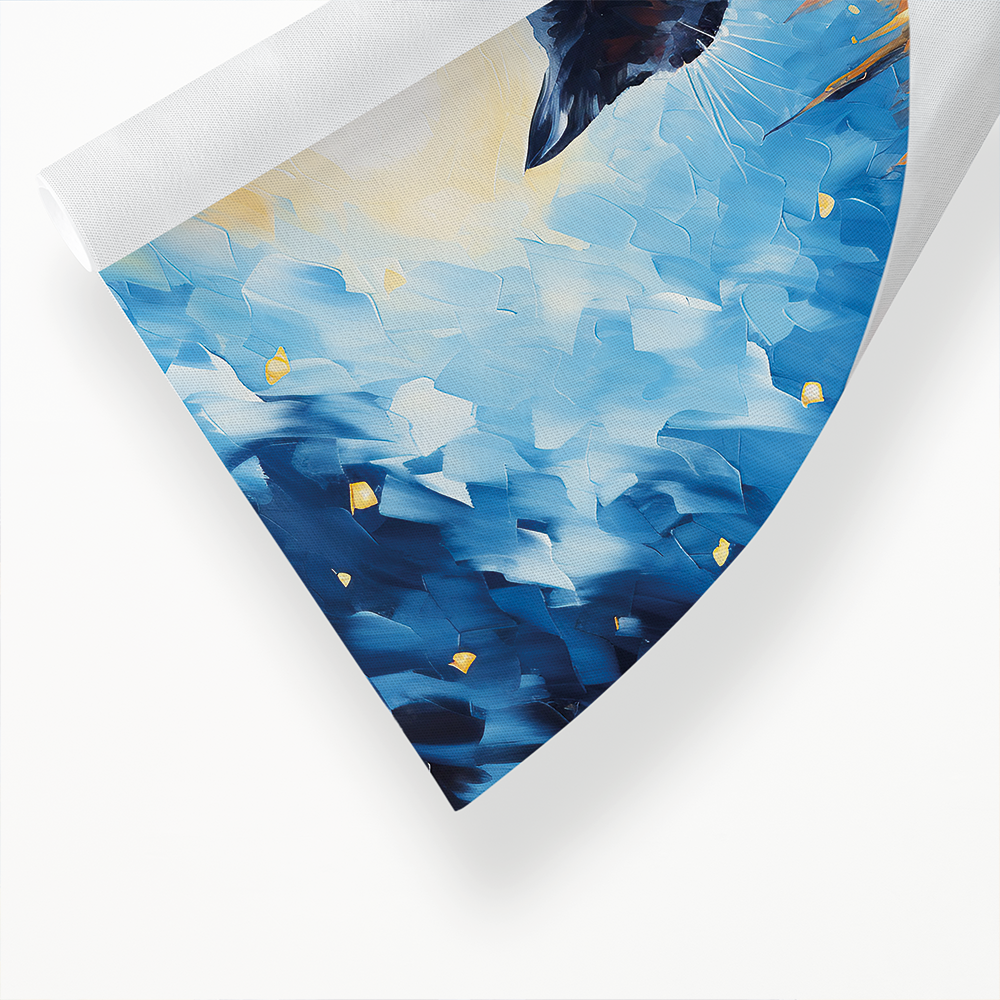Cat looking over the starry night sky Van Gogh style - Art Print