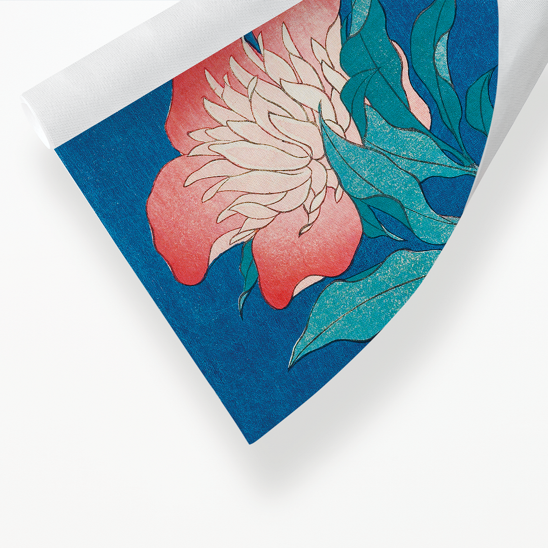 Katsushika Hokusai's peonies and canary - Art Print