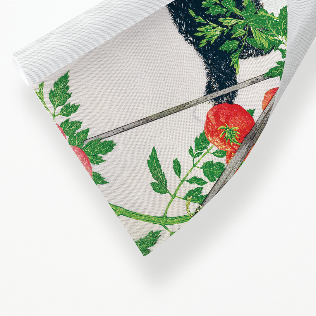 Cat with Tomato Plant By Hiroaki Takahashi - Art Print