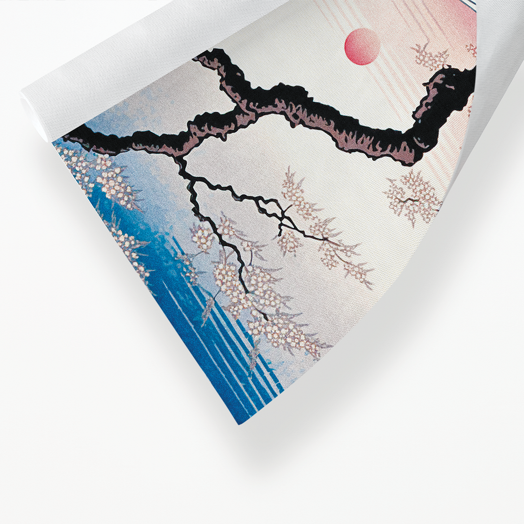 Cherry Blossom View of Mount Fuji in Pink Hues - Art Print