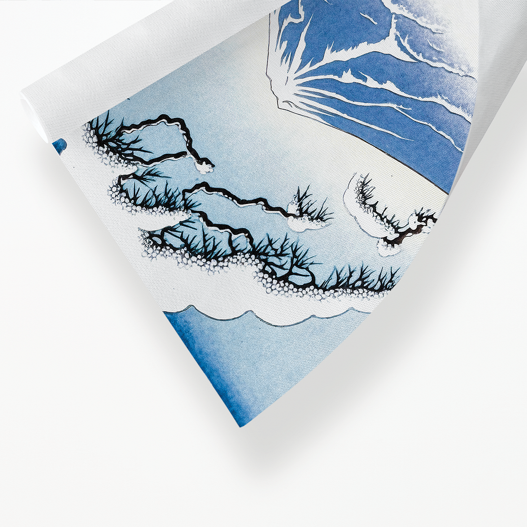Snowy lake in front of mount fuji - Art Print