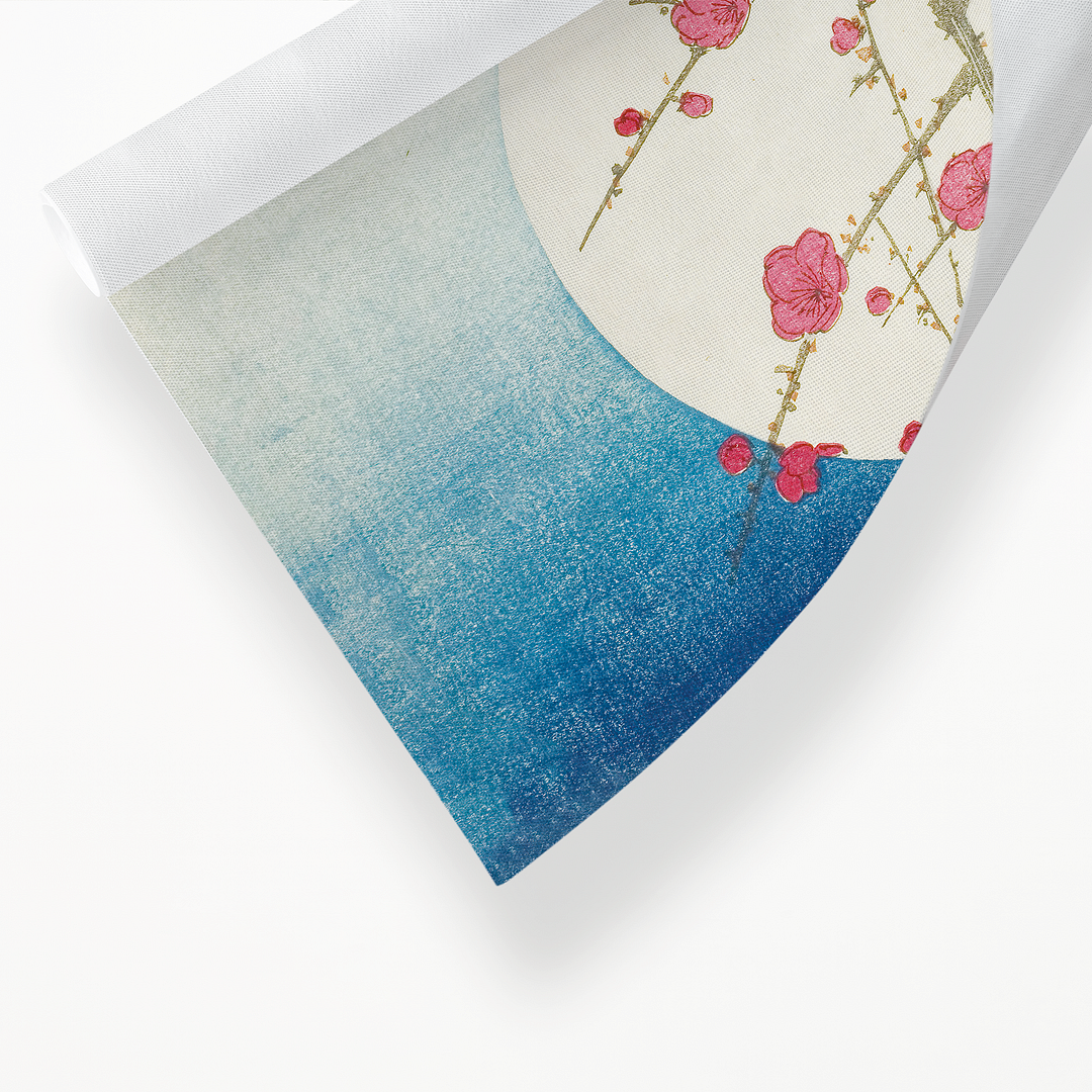 A Red Plum Branch against the Summer Moon By Hiroshige - Art Print