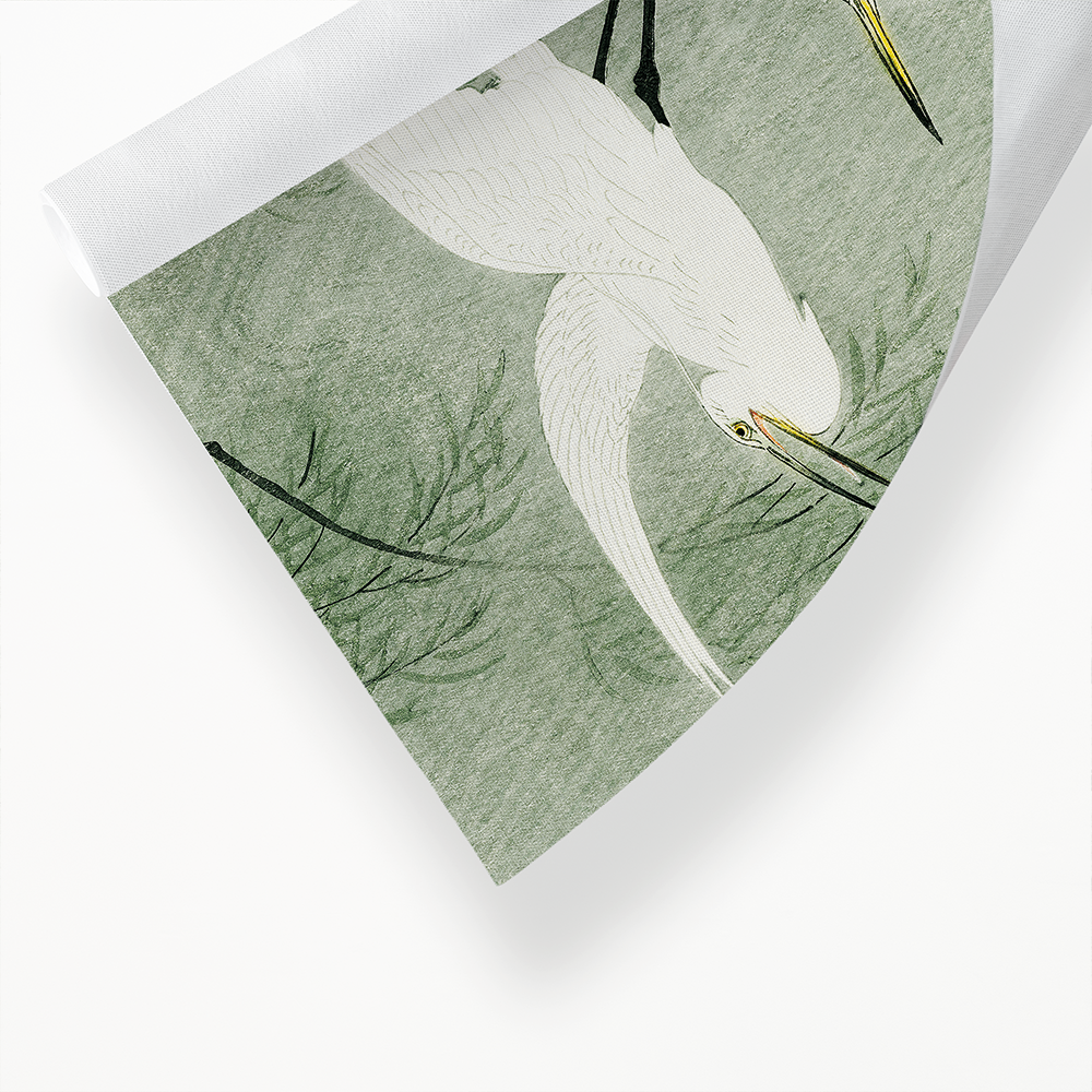 Little Egrets in flight by Ohara Koson - Art Print