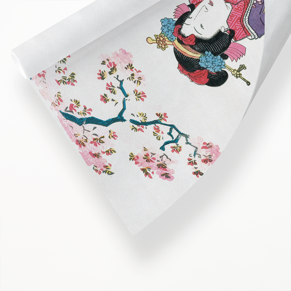Japanese woman and cherry blossom by Keisai Eisen - Art Print