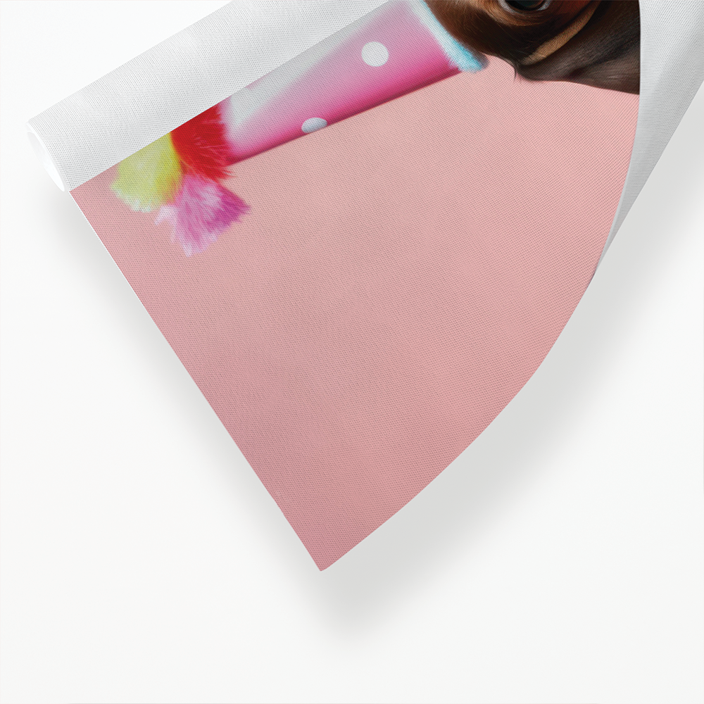 Dachshund puppy with a party hat - Art Print
