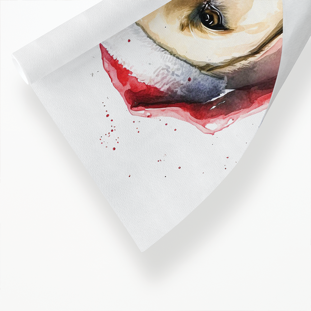 White labrador wearing a christmas hat - Art Print