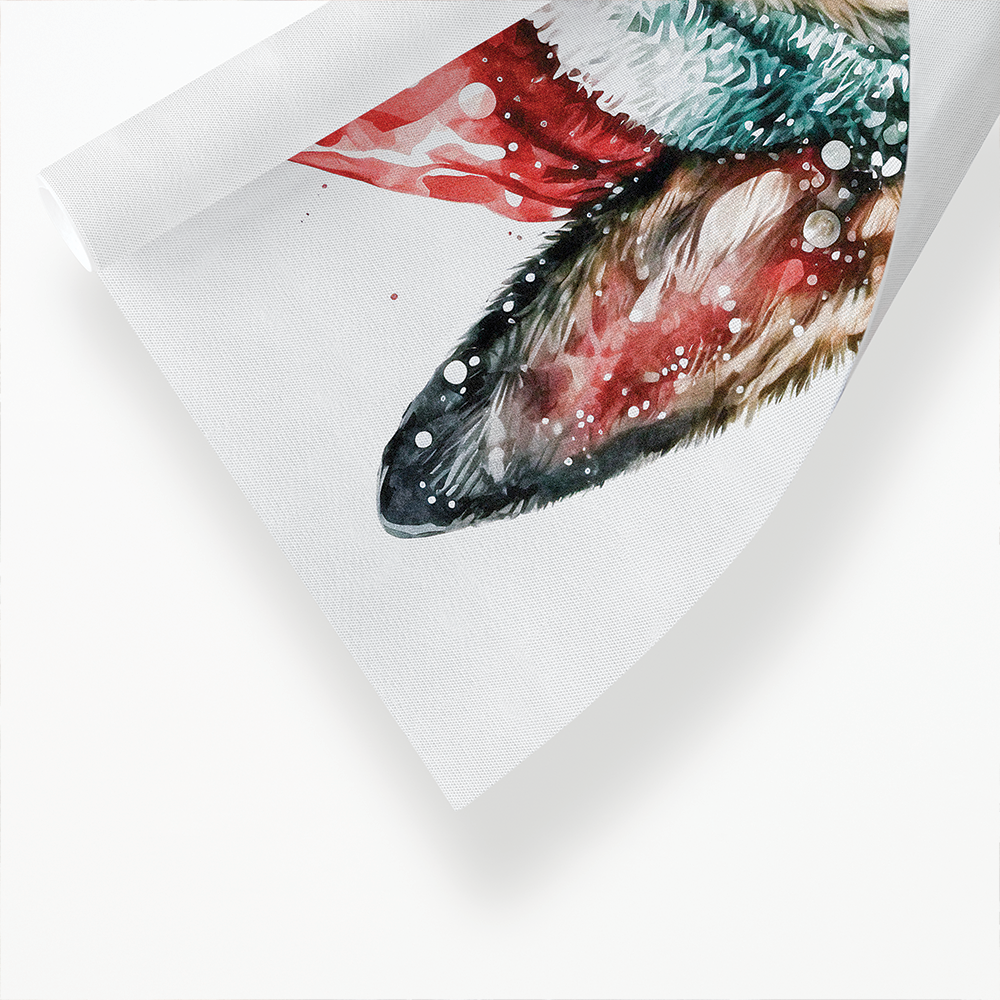German shepherd wearing a christmas hat - Art Print