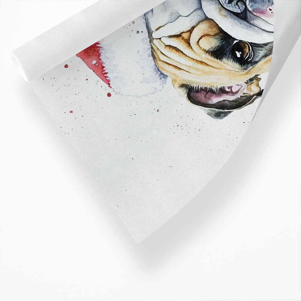 Engelse bulldog wearing a Christmas hat - Art Print