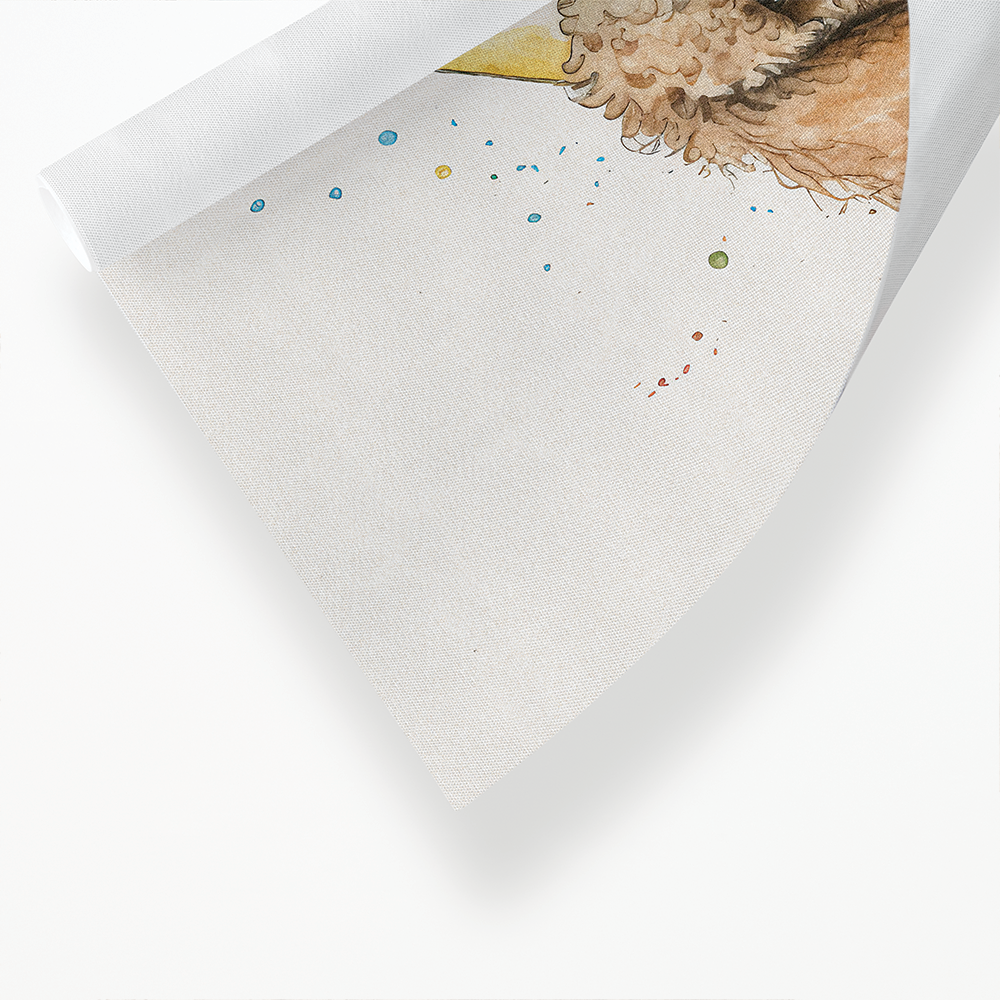 Brown poodle wearing a party hat - Art Print