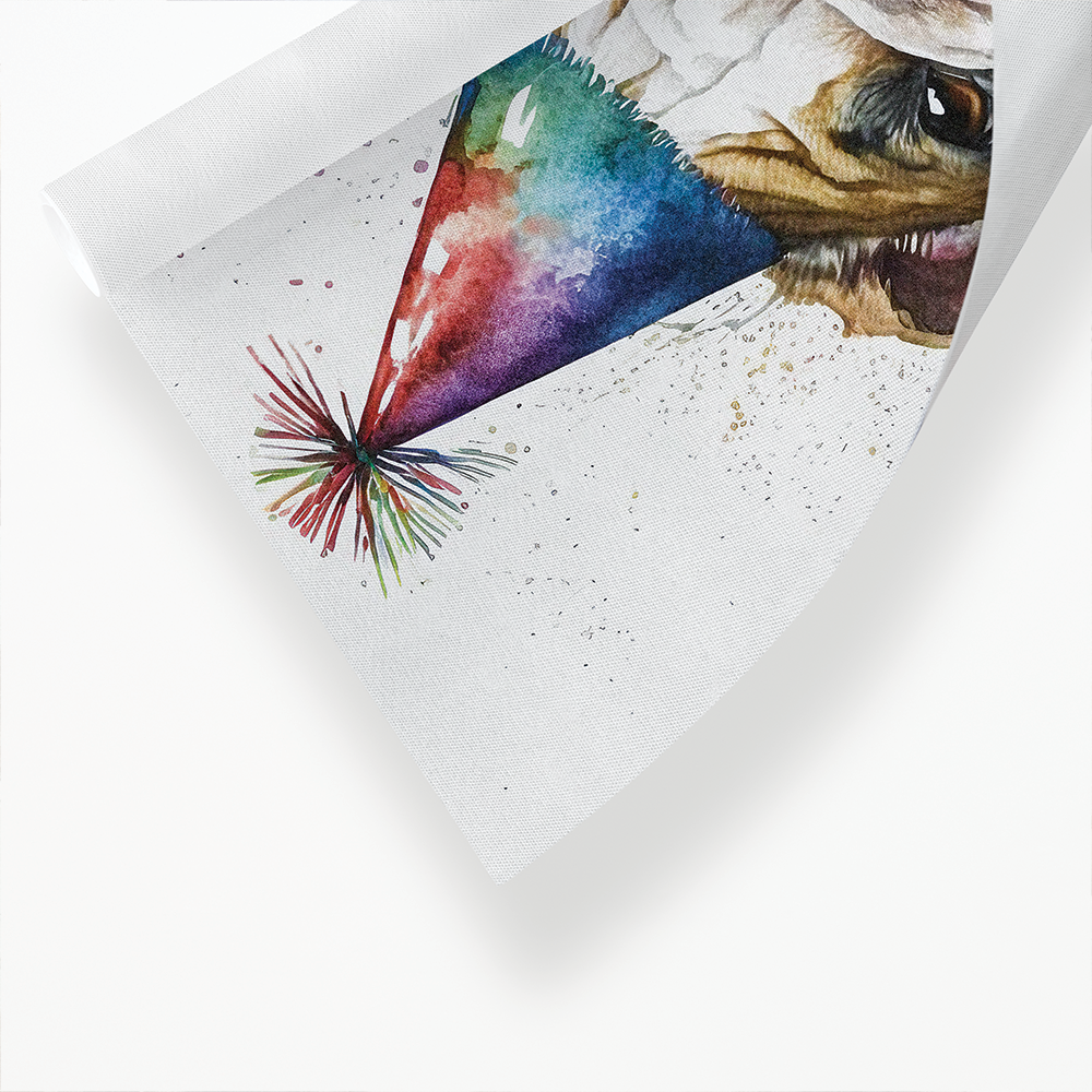 Engelse bulldog wearing a party hat - Art Print