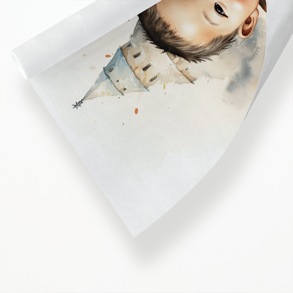 Cute little monk holding a balloon - Art Print