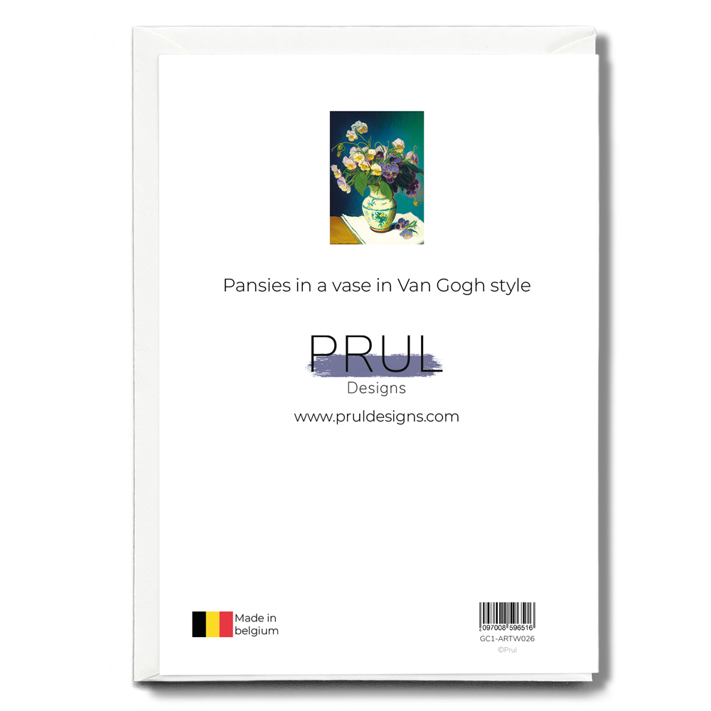 Pansies in a vase in Van Gogh style - Greeting Card