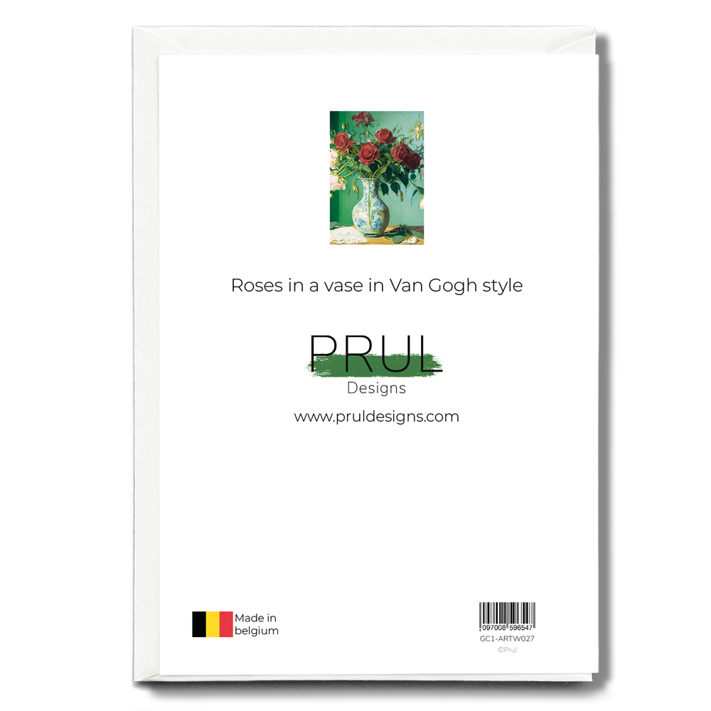 Roses in a vase in Van Gogh style - Greeting Card