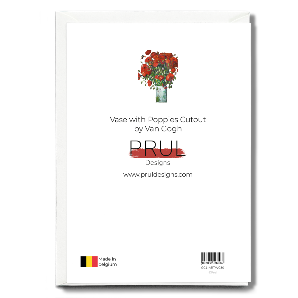 Vase with Poppies Cutout By Van Gogh - Greeting Card