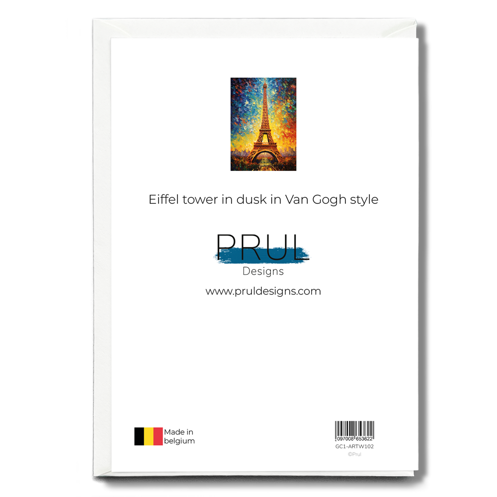 Eiffel tower in dusk in Van Gogh style - Greeting Card