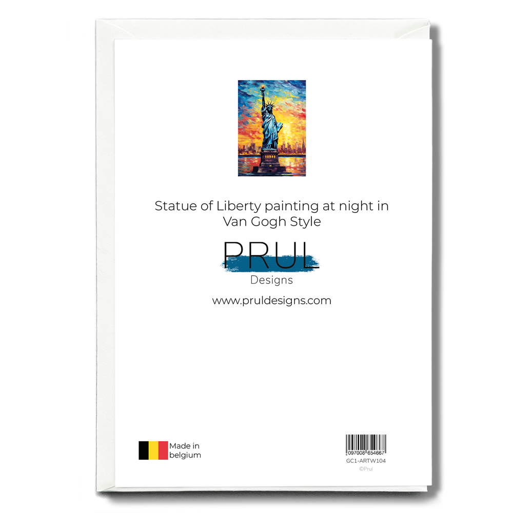 Statue of Liberty painting at night in Van Gogh Style - Greeting Card