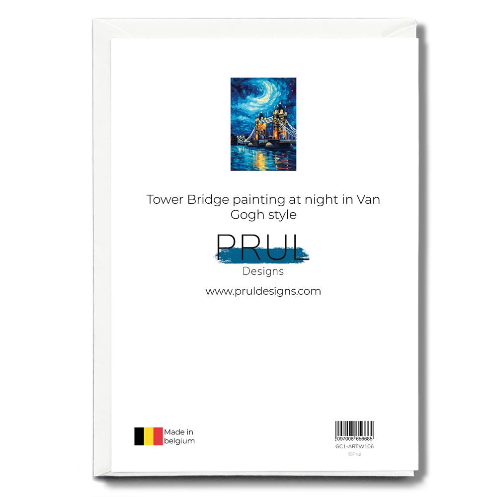 Tower Bridge painting at night in Van Gogh style - Greeting Card