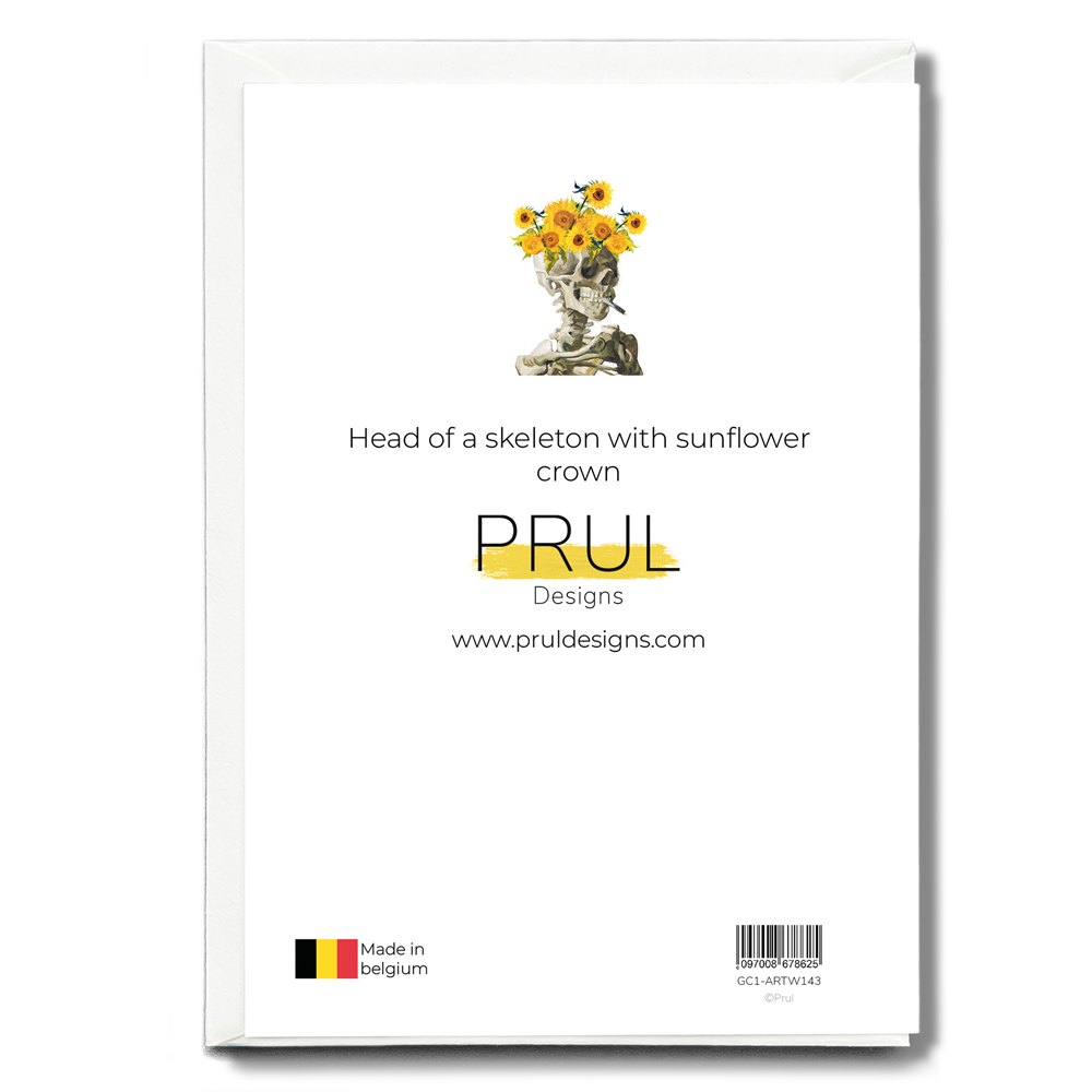 Head of a skeleton with sunflower crown - Greeting Card