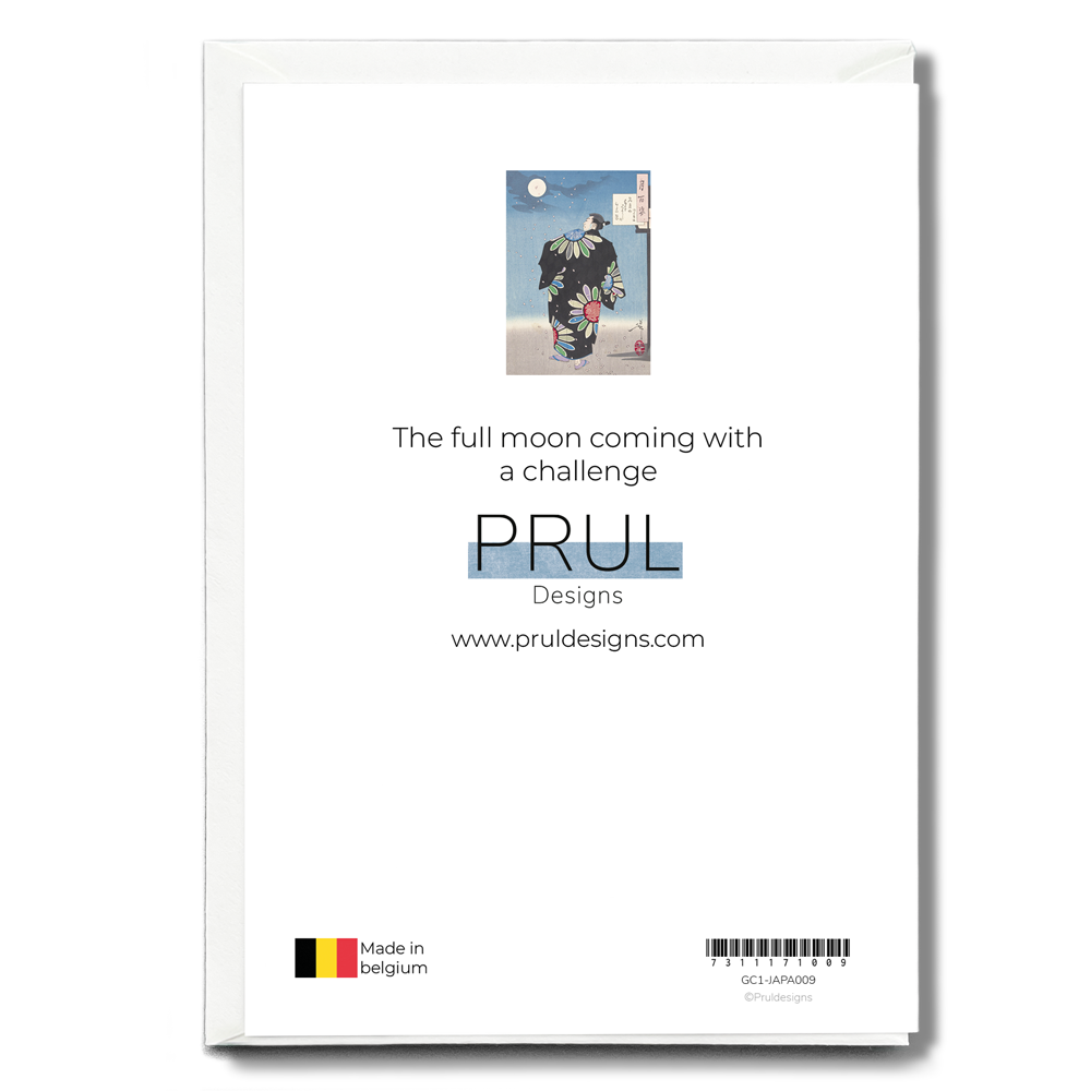 The full moon coming with a challenge By Fukami Jikyū - Greeting Card