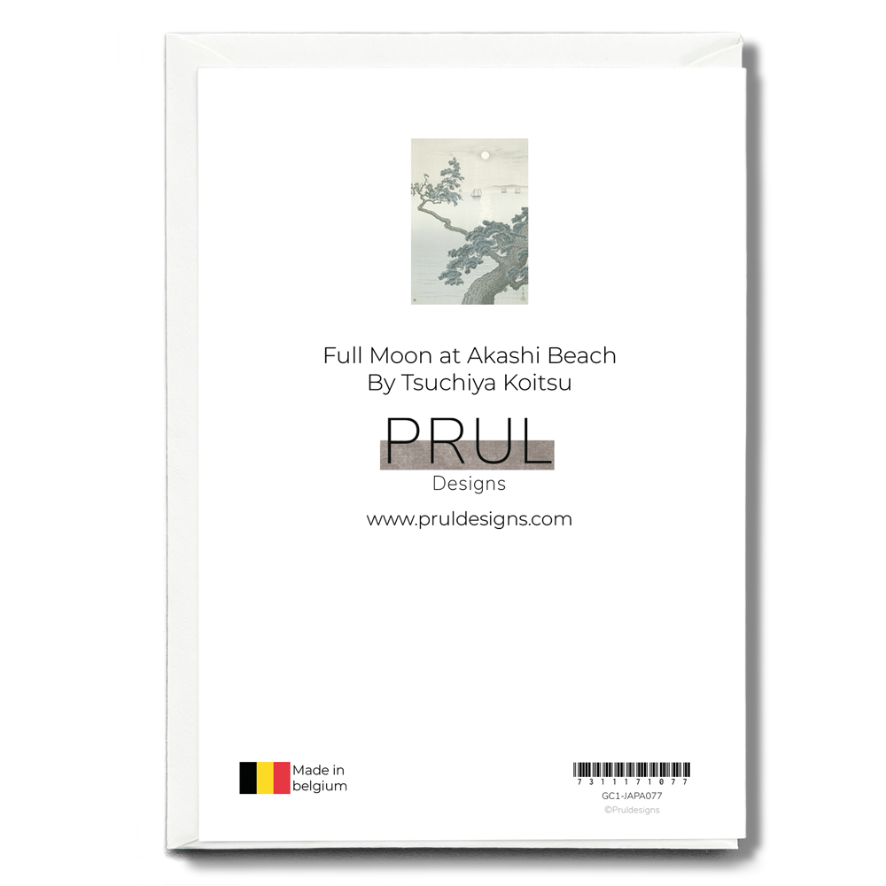 Full Moon at Akashi Beach By Tsuchiya Koitsu - Greeting Card