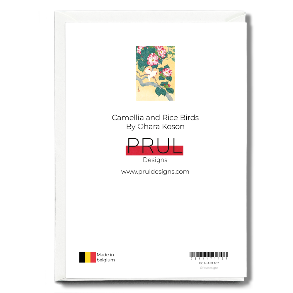 Camellia and Rice Birds By Ohara Koson - Greeting Card