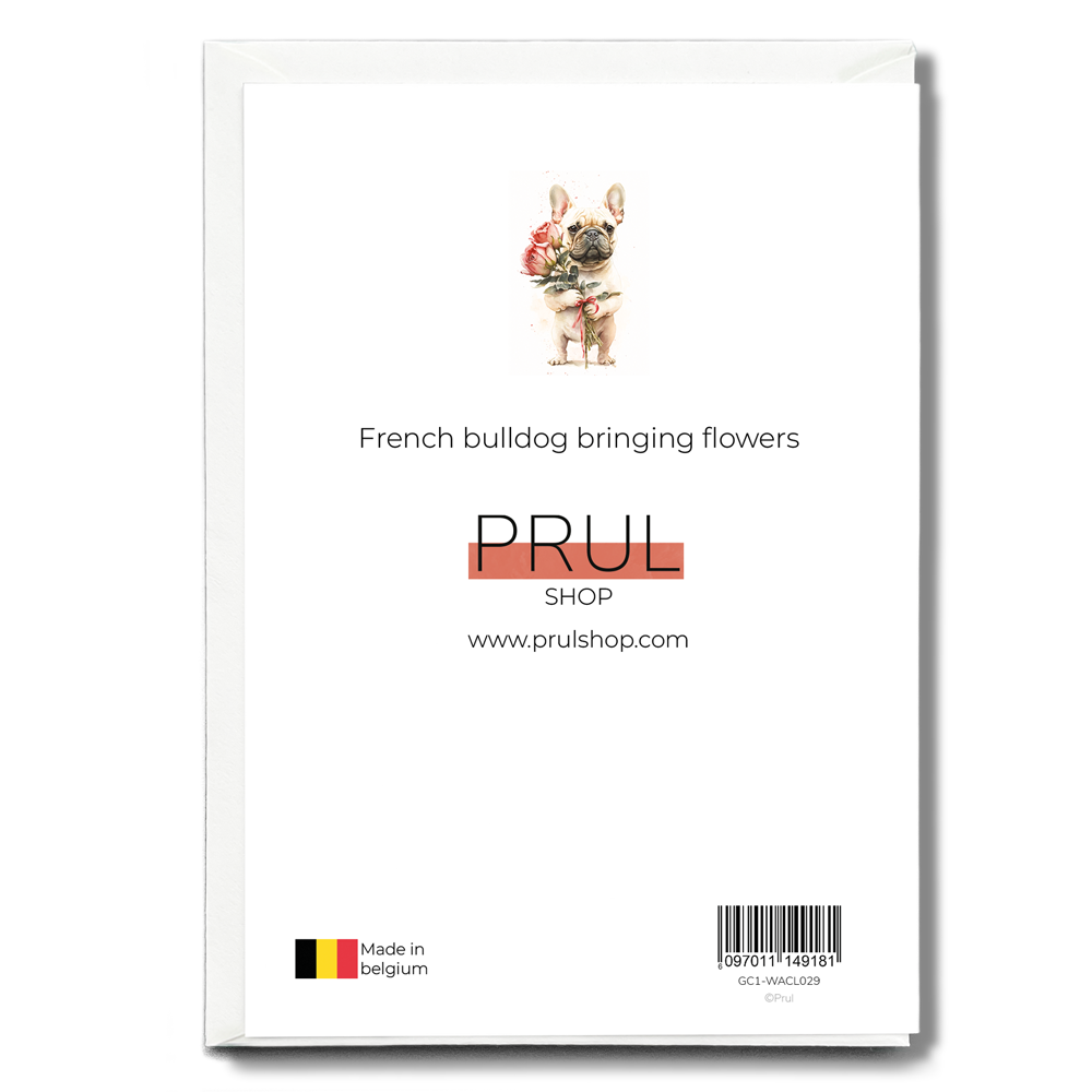 French bulldog bringing flowers - Greeting Card