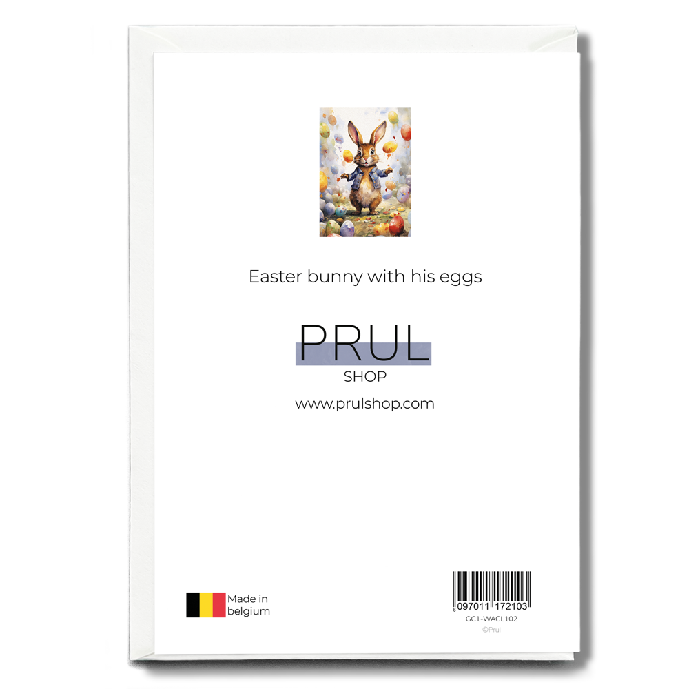 Easter bunny with his eggs - Greeting Card