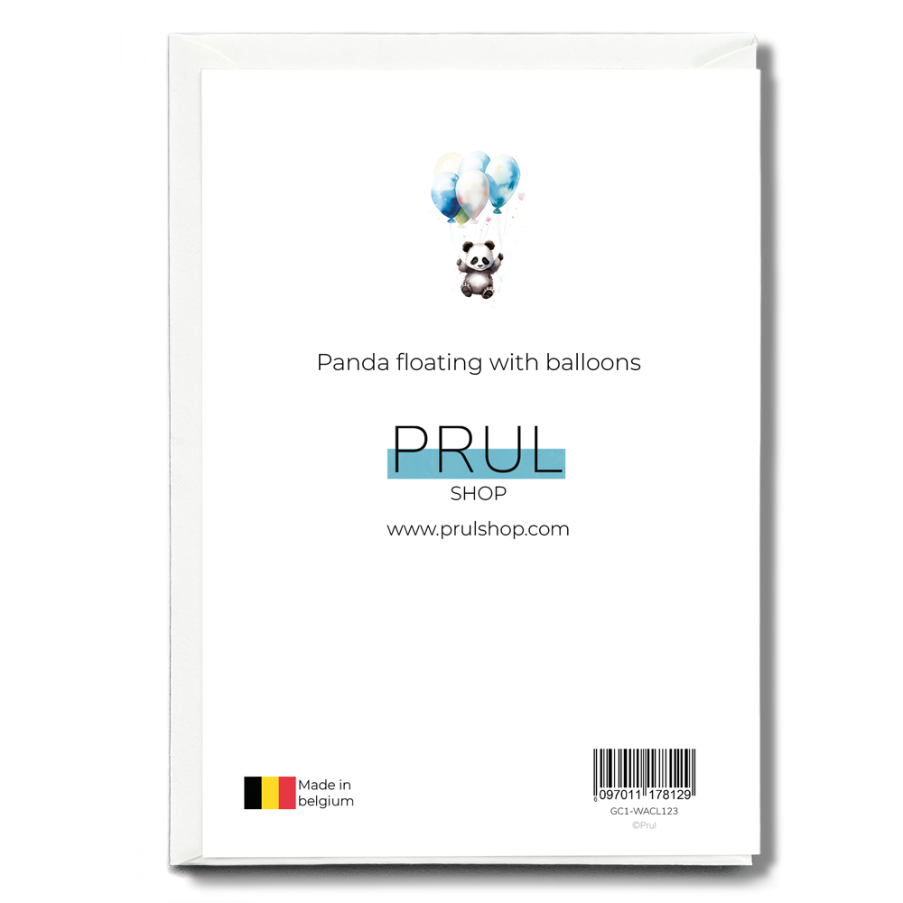 Panda floating with balloons - Greeting Card
