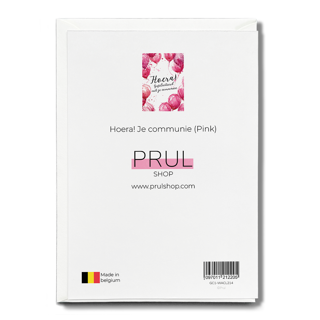 Hoera! Je communie (Pink) - Greeting Card