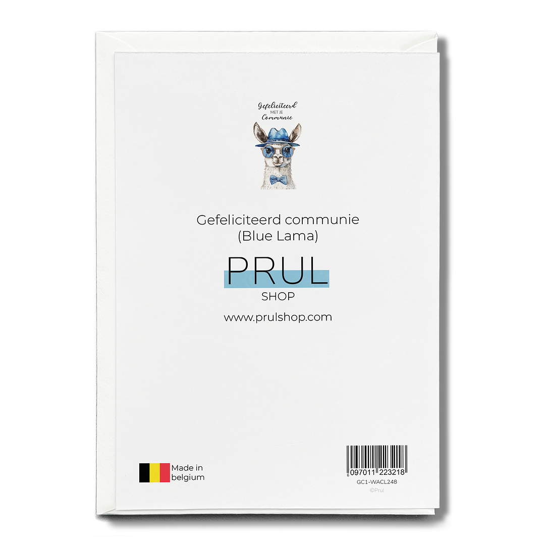 Gefeliciteerd communie (Blue Lama) - Greeting Card
