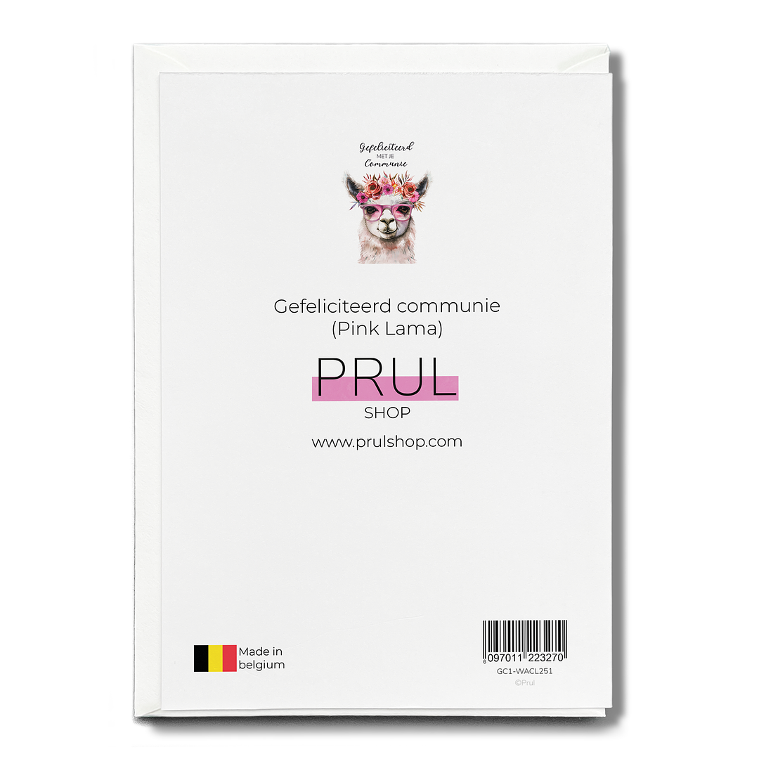 Gefeliciteerd communie (Pink Lama) - Greeting Card