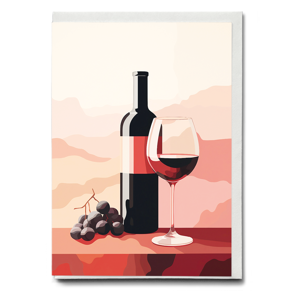 Bottle of red wine - Greeting Card