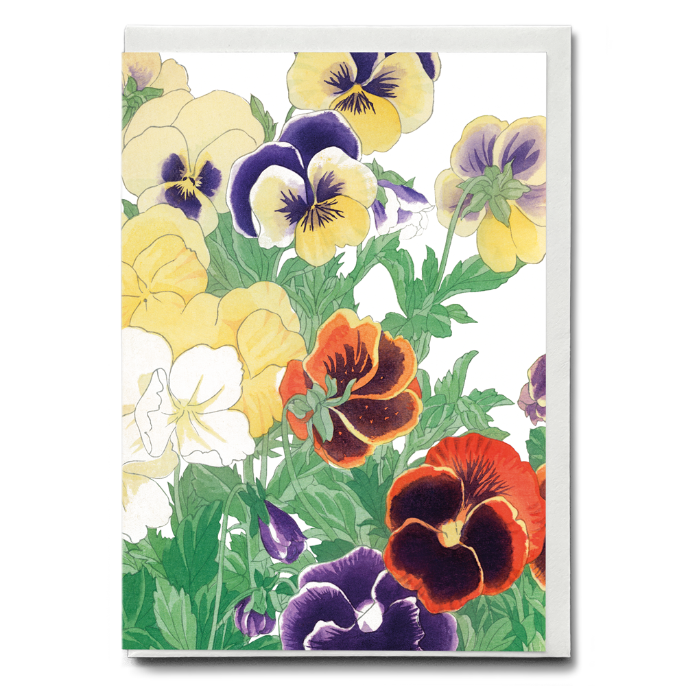 Pansy flowers By Tanigami Kônan - Wenskaart