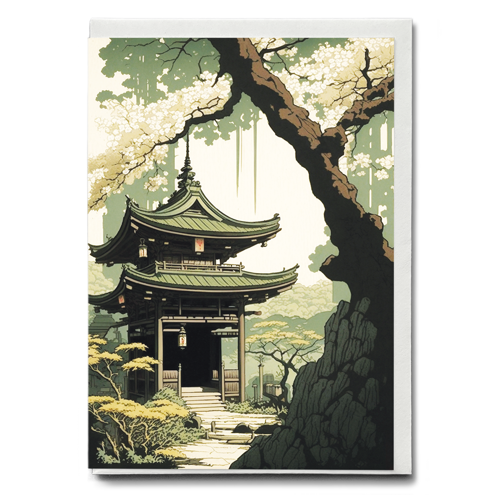 Japanese shrine in the summer - Greeting Card