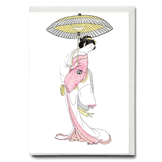 Japanese woman with umbrella By Segawa kikunojō - Greeting Card