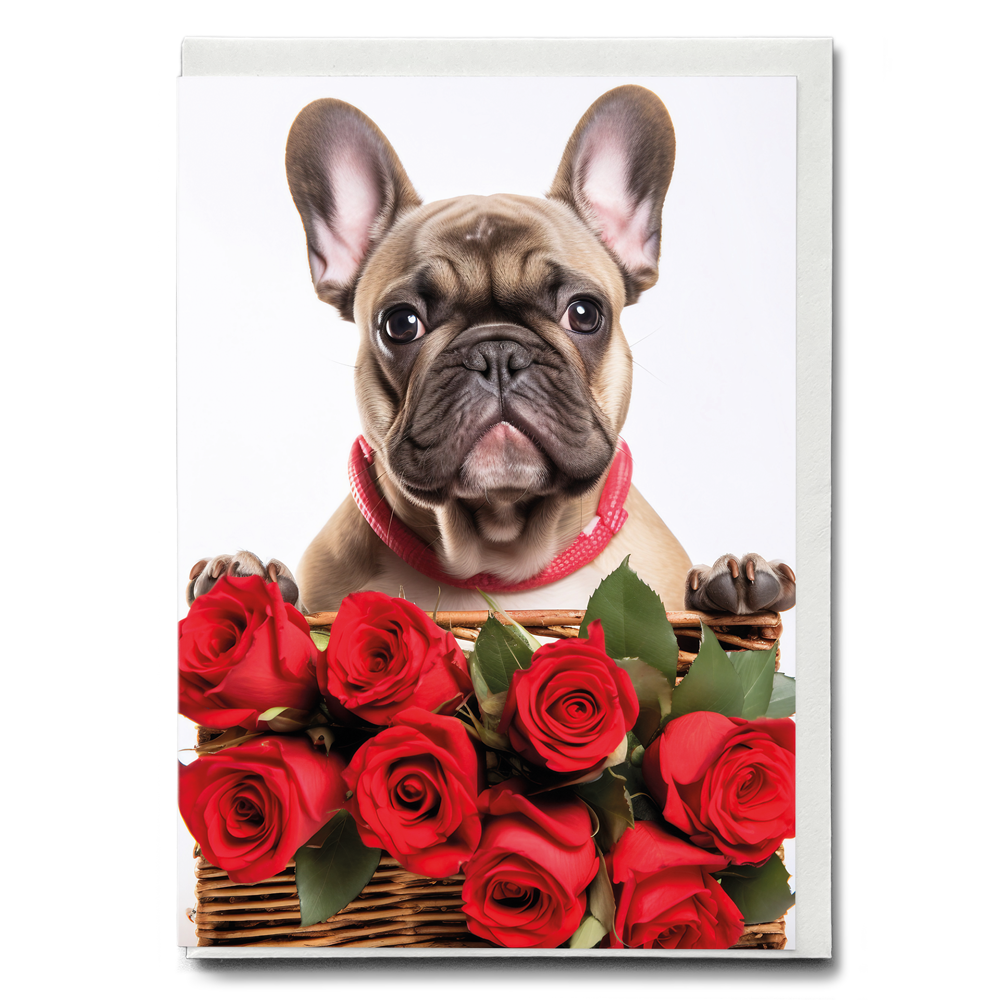 Frenchy bringing roses - Greeting Card