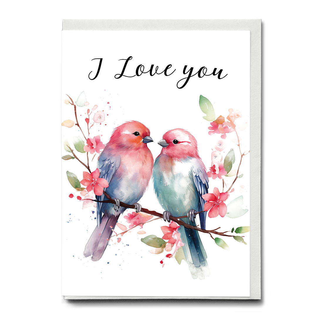 I love you (Love Birds) - Greeting Card
