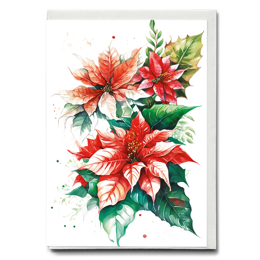 Poinsettias III - Wenskaart