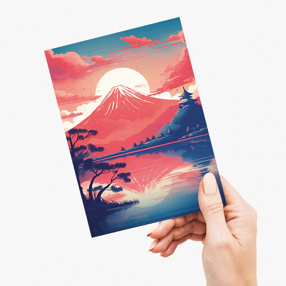 Mount fuji at dusk - Greeting Card