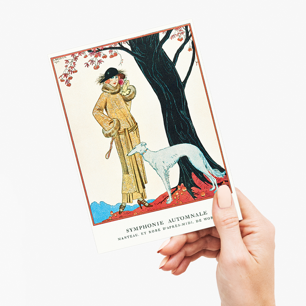 Autumn Symphony: Mantle and Afternoon Dress - Greeting Card