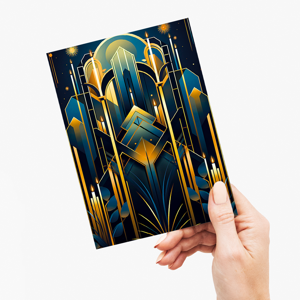Birthday candle pattern art deco - Greeting Card
