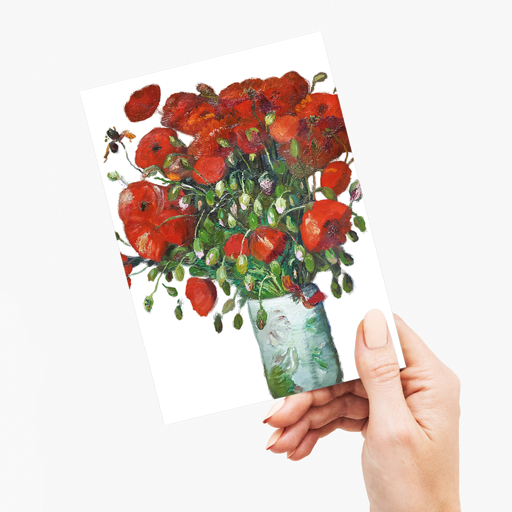 Vase with Poppies Cutout By Van Gogh - Greeting Card