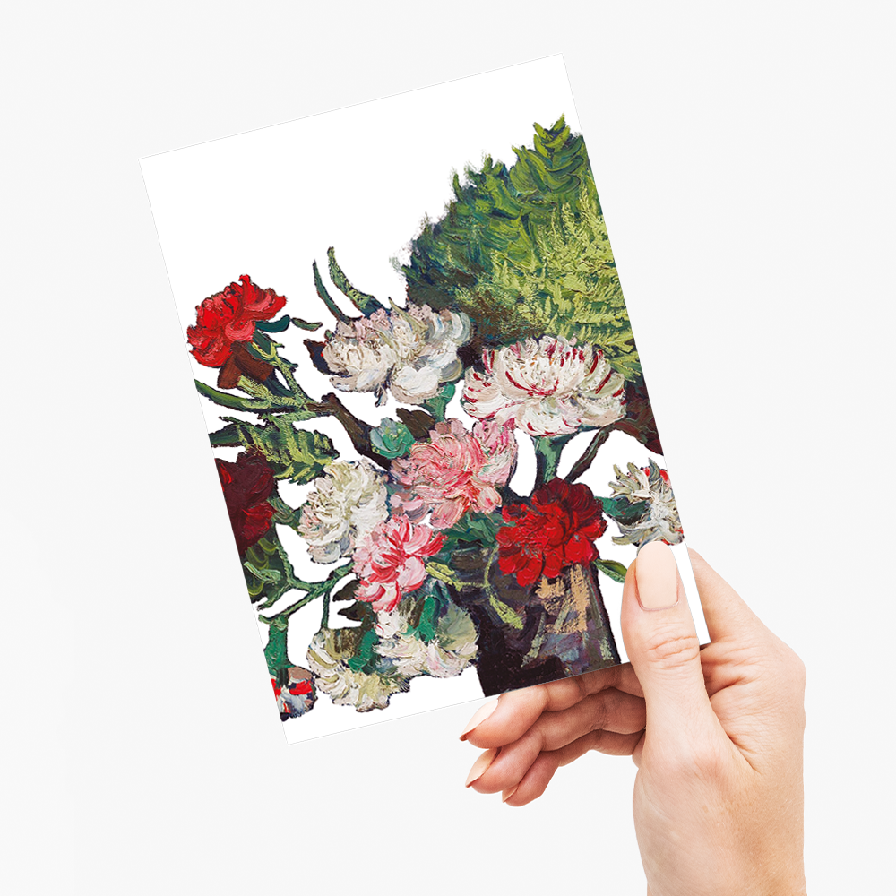 Vase with Carnations Cutout By Van Gogh - Greeting Card