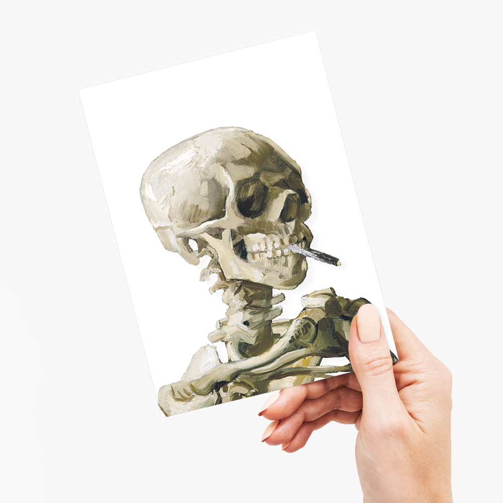 Head of a skeleton with a burning cigarette By Vincent van Gogh Cutout - Greeting Card