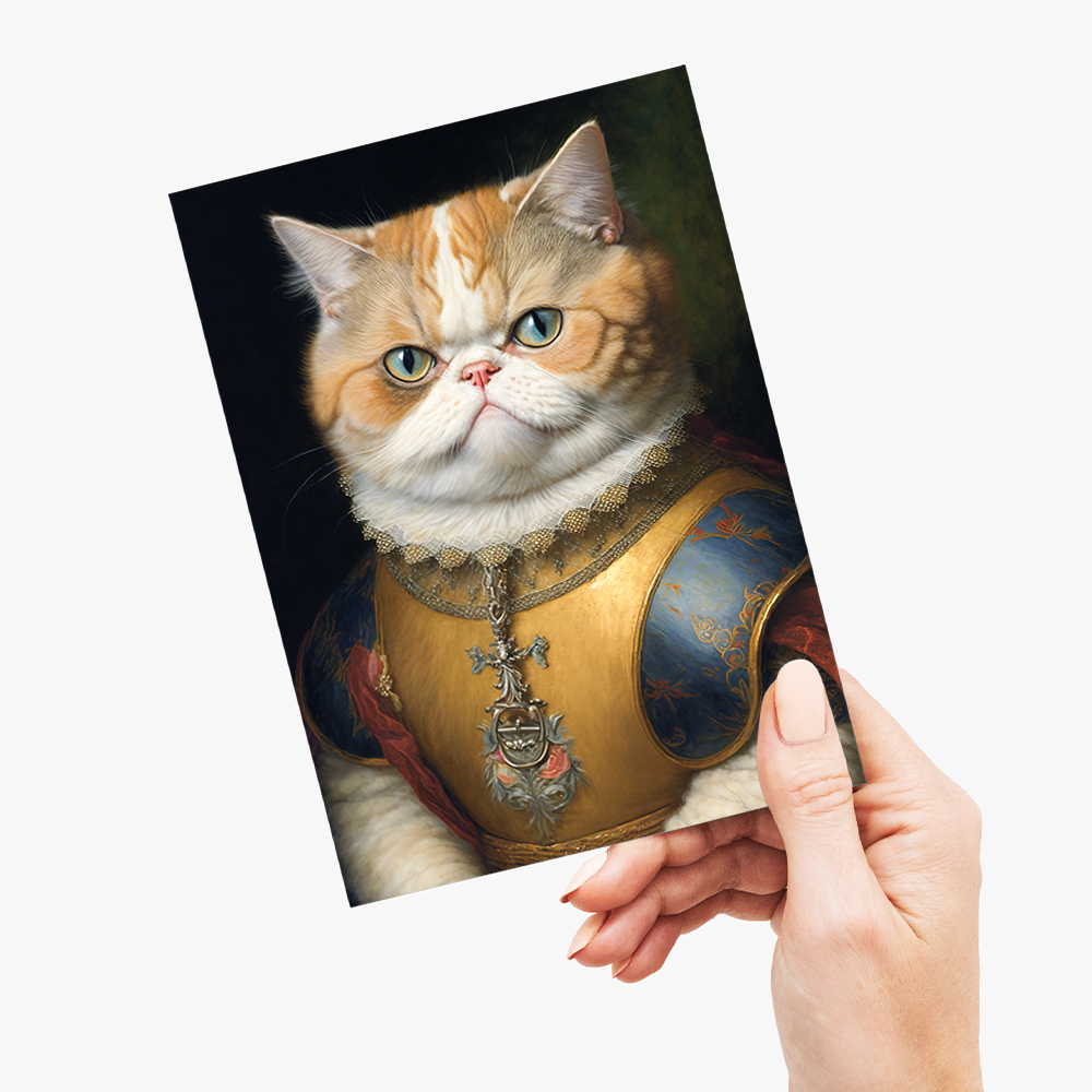 Renaissance painting of a Exotic Shorthair - Greeting Card