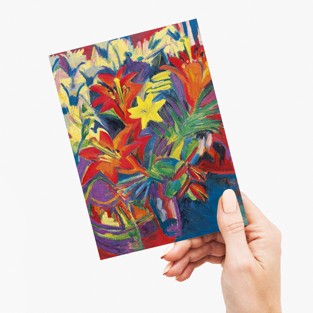 Still Life with Lilies by Ernst Ludwig Kirchner - Greeting Card